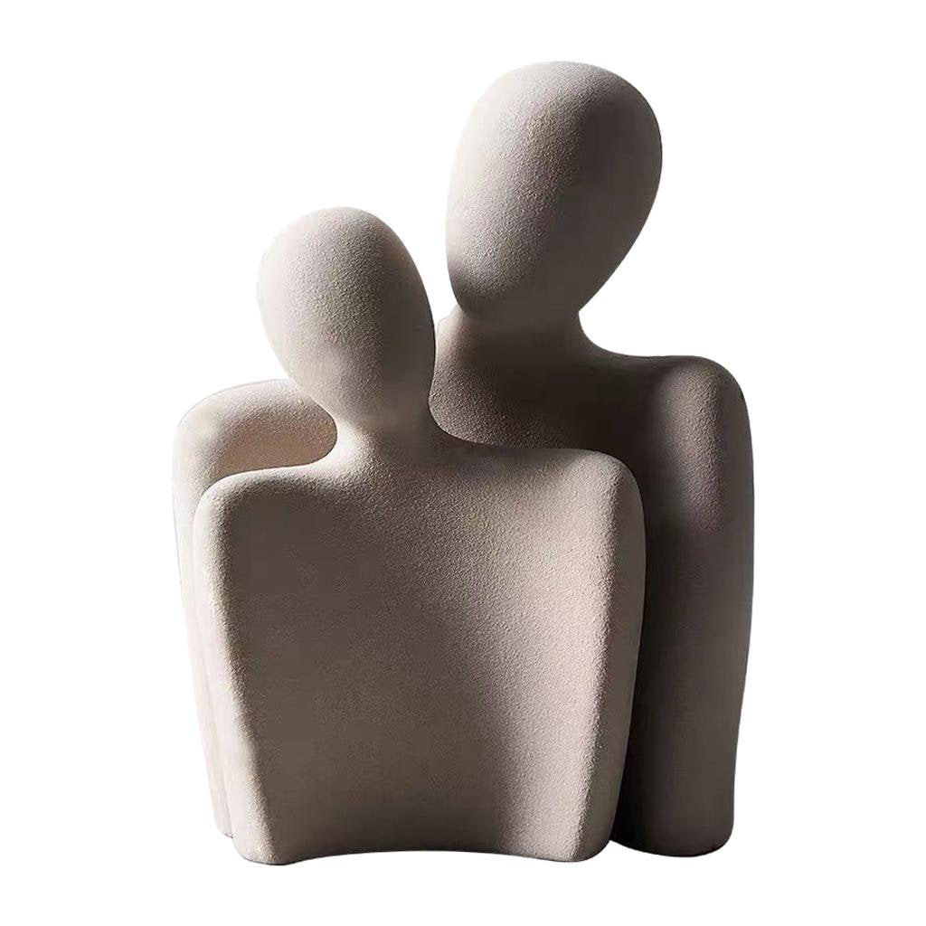 Romantic Matt Grey Couple Sculpture