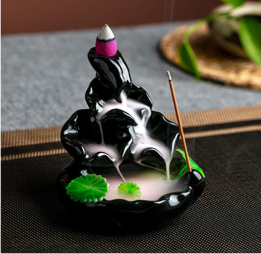 Fountain for Home Decor Backflow Incense Holder Incense Waterfall Ceramic Burner