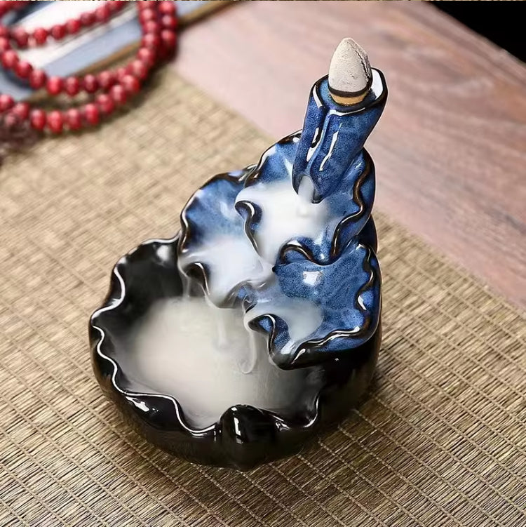 Fountain for Home Decor Backflow Incense Holder Incense Waterfall Ceramic Burner