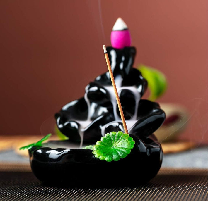 Fountain for Home Decor Backflow Incense Holder Incense Waterfall Ceramic Burner